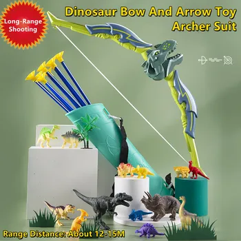 15M Gara šautuve Dinozauru Loku Komplekts Sūcējs Bultu Atpakaļ Bultu Hangable Mērķa Roku-Acu Koordināciju Bērnu Sporta Rotaļlietas