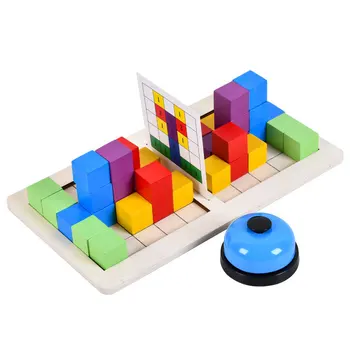 Tetris Šaha galdiņš Puzzle Rotaļlietas Montessori Radošo 3D Pamatojumu, Loģisko Domāšanu, Atjautības Spēles Izglītojošas Koka Rotaļlietas Bērniem