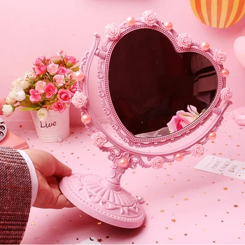 Gudrs tintes Princese Spoguli Aplauzums Spogulis DIY Aplauzums Spogulis Izturīgs Sirds Formas Ovāls Spogulis Meitene Dāvanu
