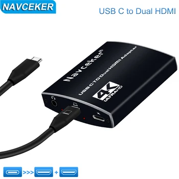 USB C 2 HDMI-saderīgam Dual 4K Displeji, Digital AV Adapteris priekš MacBook Pro, Mac Air/iPad Pro, Dell XPS 13/15,Surface Pro 7/Iet