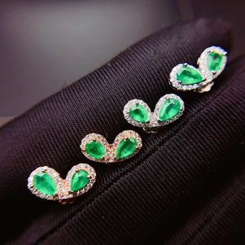 Emerald Aizdare Auskars Dabas Dārgakmeņiem, Smalkas Rotaslietas Sievietēm, Sieva, Mamma 925 Sterling Sudraba