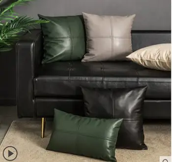 Gaismas luksusa ādas dīvāns spilvendrāna dīvāns ādas spilvena vāka dzīvojamā istaba spilvendrāna