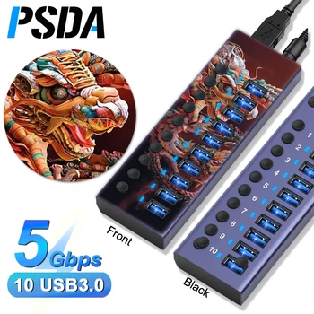 PSDA 3D 4/7/10 Porti USB 3.0 Hub Multi USB Sadalītājs ar Slēdzi Strāvas Adapteri Vairāku Expander Klēpjdatoru Piederumi MacBook