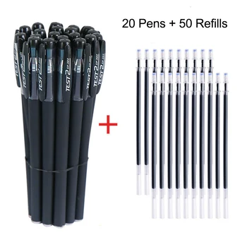 20pcs Gēla Pildspalvas Komplekts 50 Gab Uzpildes 0.5 mm Nib Melnās Tintes Pildspalvas Rakstīšanai Kancelejas preces Skolai Ir 2021. Melna Gēla Pildspalva Dāvanu