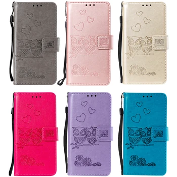 Pūce Mīlestību, Pāris Ādas Grāmatu Case For Samsung Galaxy Note 8 9 10 S6 S7 S8 S9 S10 S20 FE Plus Ultra Tālrunis Flip Maciņš, Mīksto Segumu