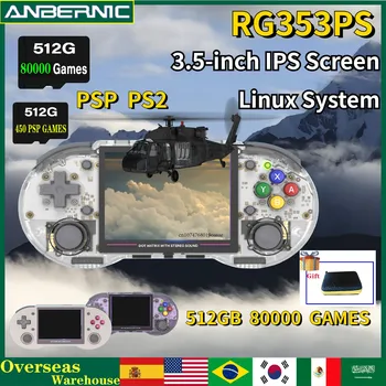 512G ANBERNIC RG353PS Rokas Spēļu Konsole, 3.5 collu IPS Ekrāns Linux Sistēmas PSP 5G wi-fi/Bluetooth HDMI-saderīgam 80000 SPĒLES