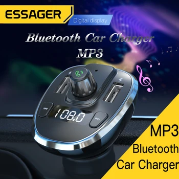 Essager Auto Bluetooth5.0 FM Raidītājs Dual USB QC3.0 PD C Tipa Automašīnas Lādētājs Bezvadu Brīvroku MP3 Mūzikas Atskaņotājs Atbalsta TF Karti