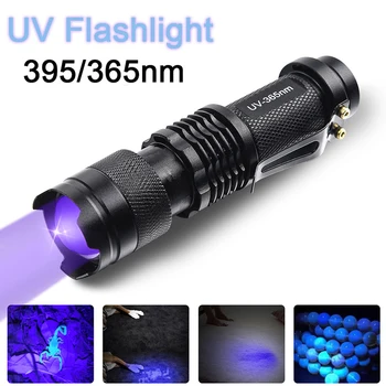 LED UV Lukturīti 365nm 395nm Blacklight Scorpion UV Gaismas Pet Urīna Detektoru Zoomable Ultravioleto Āra Kempings Apgaismojums