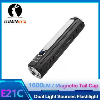 LED Lukturi powerfil spēkam atbilstošo Augstas Lūmeni Portatīvo Lāpu USB C Uzlādējams Magnētisko Asti 1600LM 280M 18650 21700 Lumintop E21C