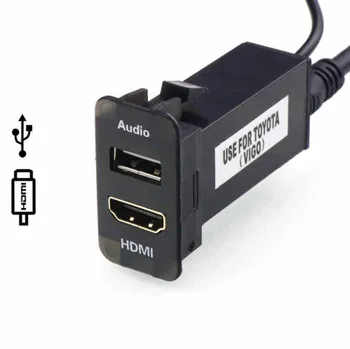 Auto USB Audio Ieejas Lādētājs ar AUDIO Pieslēgvietu, Izmantojiet TOYOTA Hilux VIGO,Kalniņi,Corolla ex,Yaris,Reiz