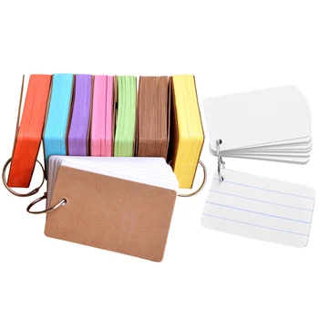 9 Pack Pārskatīšana Gluda Rakstīšanas Mini Office Flash Karšu Izpētes Ieraksts Multicolor Papīra Portatīvo Metāla Saistvielu Gredzeni Notecards Tukšs