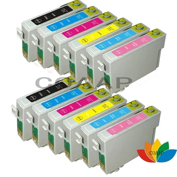 12 X Saderīgs tintes kasetnes Epson R270/R290/R295/R390/RX590/RX610/RX615 T50 T59 TX700/TX800/TX710W/TX650 T0821 82N