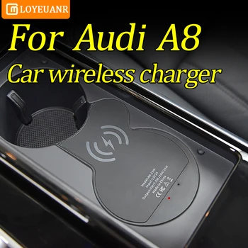 Bezvadu Lādētāju Audi A8 piepīpētāja Auto Lādētājs 15W, Automašīna, Mobilais Telefons QI Ātra Uzlāde
