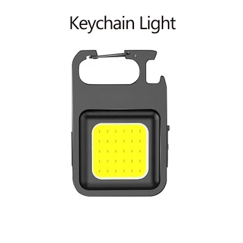 Mini LED COB Keychain Gaismas 500 Lumeni Daudzfunkcionāls Super Spilgti Āra Lukturīti Darba Lampas Kempings Avārijas Lukturi
