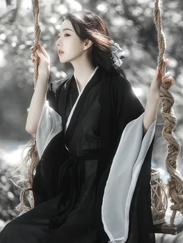 Melns Hanfu Sieviešu Tang Uzvalks Seno Tērpu Han Dynasty Austrumu Princese Kleita Eleganci Tang Dinastijas Deju Apģērbi Pasaku Apģērbs