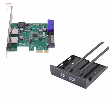 4 Port USB 3.0 PCIE PCI Express Kontroles Kartes Adapteris+20pin 2 usb3 pieslēgvietu.0 hub 3.5 Disketes bay Priekšējā Paneļa NEC chipset