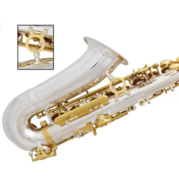 Sudraba ķermeņa zelta atslēga Alto saksofons (E dzīvoklis mūzikas instruments ar augstas kvalitātes piederumi