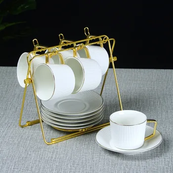 Keramikas Kafijas, Tējas Komplekts Zelta Krūzes Turētāju Rack Mājas Virtuves Galda Kafijas Krūze Turētāju Uzglabāšanas Organizators Rack Mājas Piederumi
