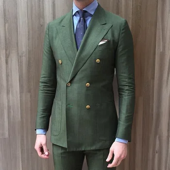 Tumši Zaļa Dubultā Krūtīm Vīriešu Kāzu Uzvalks Slim Fit Pielāgotus Biznesa Balli Uzvalku Jaka ar Bikses 2023 Vīriešu Modes