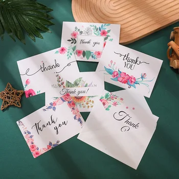 6pcs Paldies Kartes ar Aplokšņu 10x15cm Apsveikuma Kartītes ar ziedu rakstu par Kāzu Baby Dušas Gradācijas Dāvanu Kartes