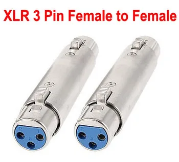 2gab XLR 3-Pin Female sievietēm, F/F, Audio, Mikrofona Kabelis jack Savienotāju Adaptera Savienotājs