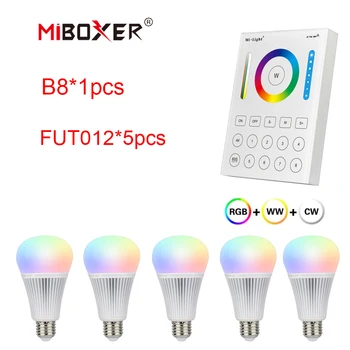 MiBoxer FUT012 AC85-265V E27 9W DMX512 Tālvadības RGB+PKT Smart WiFi 2.4 GHz Viedtālrunis APP Alexa, Google Voice Control LED Spuldzes