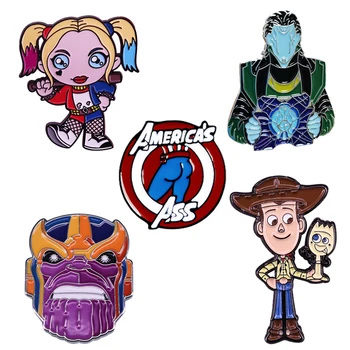 Disney Rotaļlietu Stāsts Hudi Anime Broša Brīnums Thanos Rocky Captain America Filmu Perifērijas Žetons Radošo Emaljas Pin Drauga Dāvanu