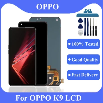 AMOLED Par Oppo K9 LCD displejs, Touch Screen Digitizer Montāža Nomaiņa OPPO K9 PEXM00 LCD displejs