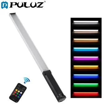 PULUZ RGB Krāsains Phototgraphy LED Stick Regulējams Krāsu Temperatūra Rokas LED Gaismas Tālvadības pulti Video Aizpildīt Lampas