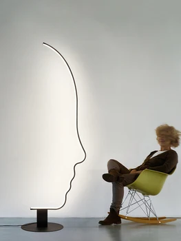 Ziemeļvalstu Sejas LED Grīdas Lampa Postmodernisma Black Body Art Dizains, Dzīvojamās Istabas, Guļamistabas Gultas Mājas Dekoru Iekštelpu Apgaismojums, Grīdas Gaismas