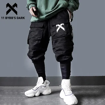 11 BYBB IR TUMŠS Multi-Kabatas Kravas Bikses Vīriešu Harajuku Hip Hop Streetwear Joggers Cilvēks Elastīgs Viduklis Treniņbikses Techwear