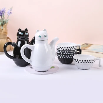 Japāņu Minimālisma un Radošās Keramikas Cute Kaķēns Tējas Komplekts 3D Kafijas Veikals 