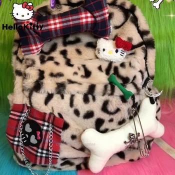 Sanrio Hello Kitty Harajuku Grunge Mugursoma Y2k Meitene Plīša Modes Ikdienas Somas Sieviešu Ielu Stilu, Maza Plecu Somas Sieviešu