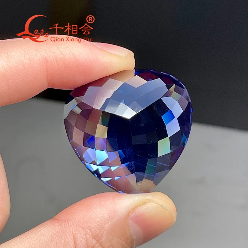 34.5*35mm un 20*20mm tanzanite krāsu sirds okeāna kubiskā cirkonija akmens cz gem akmens rotaslietu izgatavošana
