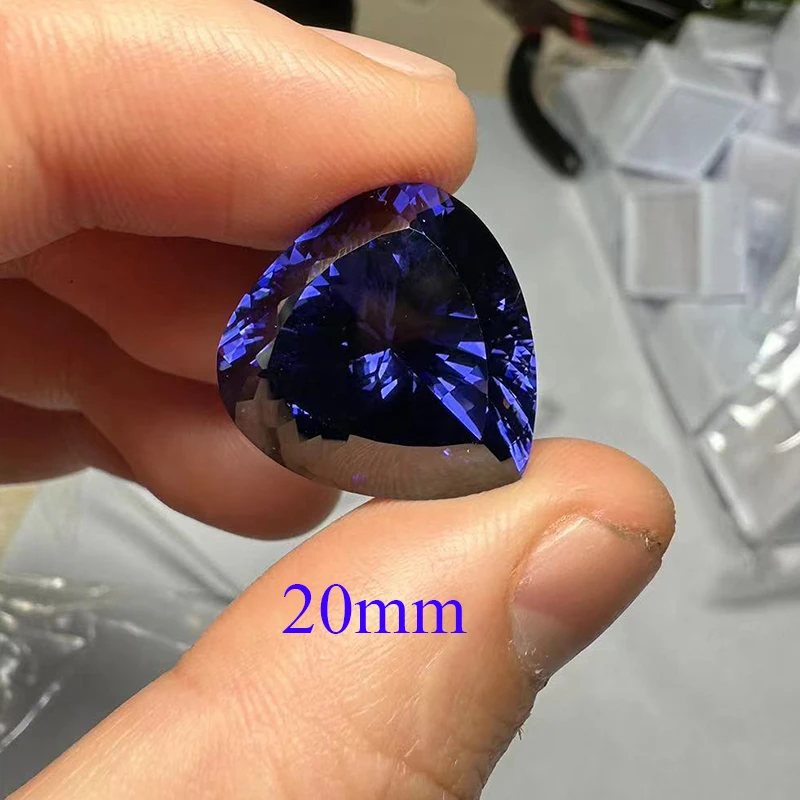 34.5*35mm un 20*20mm tanzanite krāsu sirds okeāna kubiskā cirkonija akmens cz gem akmens rotaslietu izgatavošana