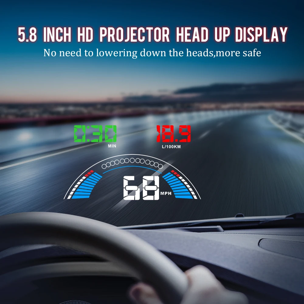 OBD2 GPS Head Up Displejs Auto OBD HUD 5.8