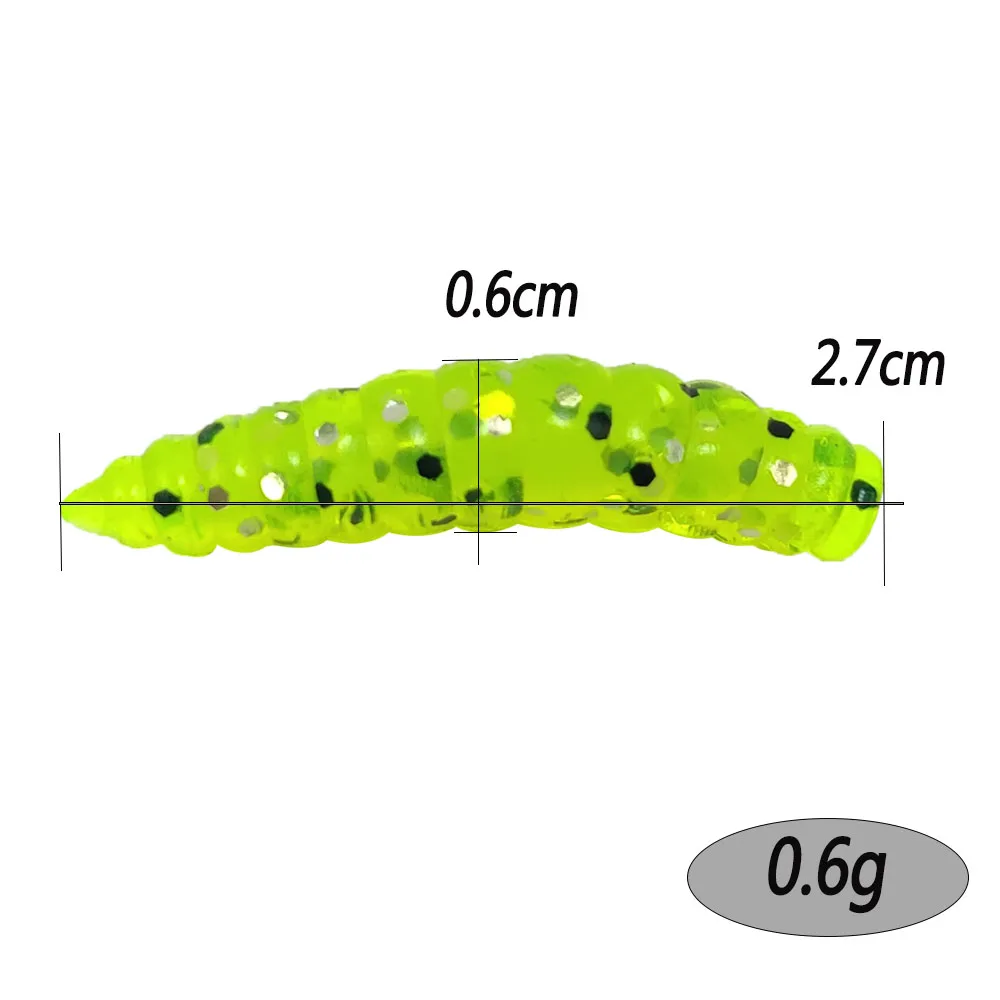 ZURYP 20pcs/maiss 2.74 cm 0.6 g Breadworm ēsmas Zvejas lures Mīksts Mākslīgās ēsmas silikona ēsmas Tārps ēsmas Zvejas Piederumi